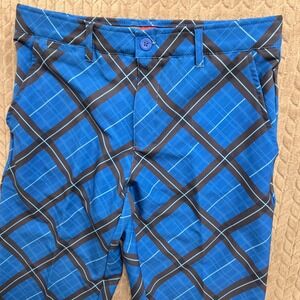 Slazenger Mens Blue Plaid Golf Pants 32x31 Stretch Performance Trousers Tartan